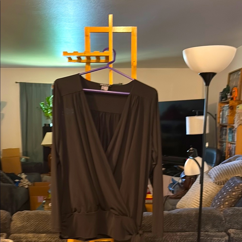 VENUS Black Wrap Blouse